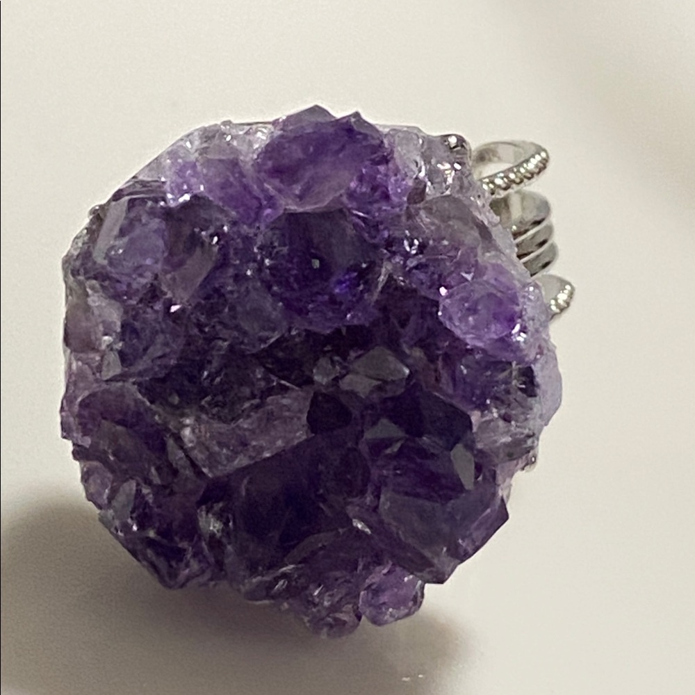 Raw Purple Amethyst Geode Statement Ring | Crystal Cluster Ring